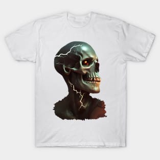 skull lightning skeleton glowing eyes T-Shirt